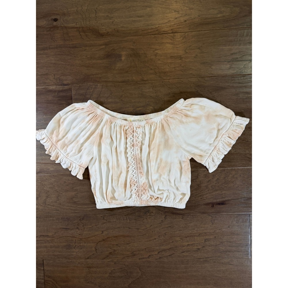 Ocean Drive Womens Peach Tie Dye Crochet Lace Off Shoulder Crop Top‎ JM9217 M